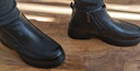 老人頭羊毛棉鞋男皮毛一體東北冬季真皮保暖高幫皮鞋中老年雪地靴 黑色 40 曬單實(shí)拍圖
