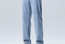 百圓褲業(yè)（BAIYUAN TROUSERS）天絲牛仔褲男夏季薄款2024寬松美式復古直筒褲涼感休閑長(cháng)褲子男 淺藍色 32 (腰圍2尺5) 曬單實(shí)拍圖