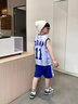 卡兔藍貓（KATULANMAO）男童籃球服網(wǎng)眼速干套裝無(wú)袖夏季背心兒童中大童運動(dòng)11號寶寶球衣 藍色 140cm 曬單實(shí)拍圖