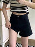 啟動引擎黑色牛仔短褲女2025新款夏季薄款高腰顯瘦a字小個子卷邊彈力熱褲 黑色 26 曬單實拍圖