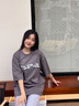 Foss Phil短袖t恤男女士夏季麂皮絨美式潮流簡(jiǎn)約印花打底衫男裝DT11深灰XL 曬單實(shí)拍圖