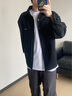 聲猴夾克男春秋季高級感韓版痞帥工裝外套男生一套復(fù)古休閑套裝ins潮 卡其色外套+白長T+深藍(lán)色牛仔褲 XL 曬單實拍圖