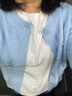 茵曼（INMAN）田園立體刺繡毛衣外套女2025秋季軟糯舒適休閑格子針織開(kāi)衫 淺藍色 M 曬單實(shí)拍圖