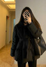 格邏恩（GELUOEN）高級感收腰系帶韓系羽棉襖絨服女冬季新款設計感小眾氣質(zhì)加厚棉服 黑色 均碼（可備注碼數） 曬單實(shí)拍圖