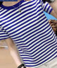 啄木鳥純棉夏裝新款條紋T恤女短袖1碼女裝80-200斤寬松顯瘦女士上衣 S399TW短袖-藍(lán)色?；晟?XL 109-120斤 曬單實(shí)拍圖