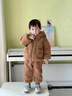 迪士尼（Disney）童裝男童套裝秋冬0-3歲兒童冬裝小孩衣服男加絨加厚保暖兩件套 駝色 毛毛衣套裝 加厚 110 建議3-4歲 體重30-35斤 曬單實(shí)拍圖