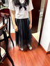 UKMR學(xué)院風(fēng)中小學(xué)生12-15-18歲夏季女生短袖上衣網(wǎng)紗半身裙連衣裙套裝 蝴蝶白色T恤+蝴蝶結(jié)網(wǎng)紗裙 M 建議80-95斤 曬單實拍圖