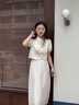 對白【花間令】新中式套裝裙女2025夏裝新款盤扣上衣吊帶裙兩件套 杏紗肌理繡花  M 曬單實拍圖
