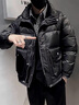 杰遜斯短款皮羽絨服男冬季加厚保暖潮流痞帥立領(lǐng)皮衣羽絨外套男士上衣服 A152黑色 2XL 建議155-175斤 曬單實拍圖