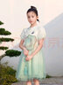 巴拉巴拉兒童連衣裙夏裝大童女童裙子國風(fēng)紗裙甜美泡泡袖 綠色調00344 150 cm 曬單實(shí)拍圖