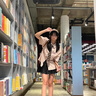 蝶嬌諾（DIEJIAONUO）連衣裙子女裝夏季2024年新款韓版奶系學(xué)院風(fēng)JK制服小個子鹽系穿搭 襯衫+領(lǐng)帶+深咖百褶裙 M 曬單實拍圖