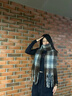 OIMG 美拉德拉毛格子圍巾女秋冬加厚仿羊絨學(xué)生保暖情侶圍脖男女通用 咖藍 曬單實(shí)拍圖