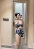 安與·洛施琪新款辣妹扎染鋼托聚攏高腰遮肚紗裙三件套分體泳衣女比基尼 暈染 M (80-95斤) 曬單實(shí)拍圖