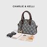 CHARLIE&KELLI CK品牌包包女包2025新款馬車(chē)印花小眾貝殼包手提斜挎包單肩包 藍色 曬單實(shí)拍圖