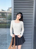 凡小如打底衫女秋冬長(cháng)袖t恤保暖內搭可外穿薄絨方領(lǐng)正肩上衣修身秋衣 杏色 L碼【建議105-120斤】 曬單實(shí)拍圖