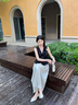 百田森 PETINSON真皮包頭涼鞋女春夏新款鉚釘拼色尖頭粗中跟時(shí)裝半涼鞋 米白色2C306 37 曬單實(shí)拍圖