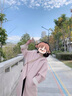 Zonsmo韓版少女粉色連帽雙面羊毛大衣女中長(cháng)款休閑寬松顯瘦百搭毛呢外套 粉色干洗 M 建議120~140斤 曬單實(shí)拍圖