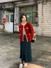 艾美琦美（AIMEIQIMEI）紅色法式小香風(fēng)羊羔毛絨外套女秋冬季2024新款小個(gè)子加絨加厚上衣 紅色（加厚） 加絨 M 曬單實(shí)拍圖
