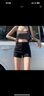 王熙麥黑色緊身牛仔短褲女2023年夏季新款辣妹網(wǎng)紅高腰修身顯瘦包臀熱褲 黑色 M建議95-105斤 曬單實(shí)拍圖