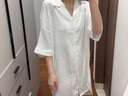 創(chuàng)意女郎真絲睡衣100%桑蠶絲女士高檔睡裙女夏季性感純欲男友風襯衫高級感 YL襯衫裙（白字母D） 均碼 建議80-145斤 曬單實拍圖