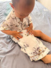 Cutelife女孩男孩兒童睡衣竹棉短袖套裝家居服親子裝居家休閑夏季薄款舒適 鷺影隨行 90 (M) 曬單實(shí)拍圖
