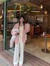 熒蒂針織衫女開衫春秋裝2025法式桔梗毛衣外套女休閑茶系穿搭一整套 毛衣+褲子【套裝】 M 曬單實拍圖