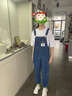 衣典零一（LEDIALYI）牛仔背帶褲女2024夏季新款高級感氣質(zhì)休閑減齡學(xué)院直筒褲兩件套裝 背帶褲+T恤 S（建議95-110斤） 曬單實拍圖