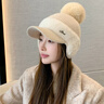 米雪蔻帽子女秋冬季防風(fēng)防寒毛線(xiàn)帽加絨加厚保暖護耳針織帽帶帽檐鴨舌帽 A款米色 均碼有彈性（55-60cm） 曬單實(shí)拍圖