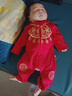 傳樂星（CHUANLEXING）新生滿月男女寶寶夏季薄款百天抓周禮服一歲生日周歲服嬰兒唐裝 金鎖福-春秋款（狀元帽+福襪 ） 59 碼(9-12斤/0-3月)滿月 曬單實拍圖