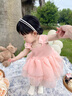 伊蘭調女寶寶夏季連衣裙兒童裙子夏裝童裝超仙女童公主裙小童吊帶裙禮服 粉色 80 建議拍大一碼適合體重17-20斤 曬單實(shí)拍圖