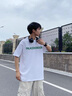 陌汀2025新款港風(fēng)短袖t恤男士純棉寬松百搭ins夏季復(fù)古圓領(lǐng)上衣體恤潮 白色 0010 M 曬單實拍圖