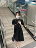 BMOI學(xué)院風(fēng)夏季甜美娃娃領(lǐng)蝴蝶結(jié)顯瘦連衣裙女學(xué)生韓版中長款a字裙子 黑色連衣裙 S 曬單實拍圖