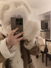 多菲尼森帽子圍巾手套一體女冬季連帽毛線帽保暖防風(fēng)防寒時尚可愛百搭圍脖 大眼睛三合一【米白色】 曬單實(shí)拍圖