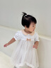 拉比童裝裙子連衣裙2025夏季女童短袖網(wǎng)紗泡泡袖娃娃領(lǐng) 米白 90 曬單實(shí)拍圖