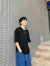 歌樸偉純棉短袖T恤男夏季薄款寬松透氣五分落肩袖內(nèi)穿打底衫上衣服男 STAY黑色+1991白色 （倆件裝） XL（建議120-150斤） 曬單實(shí)拍圖