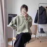 妤遇（YUUZYUUS）品牌女裝衛(wèi)衣女2025年春秋新款連帽抽繩百搭通勤顯瘦減齡長袖上衣 豆綠色 M 曬單實(shí)拍圖