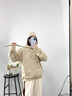 矜持范寬松情侶秋冬加絨加厚設計感小熊耳朵衛(wèi)衣女外穿上衣潮 卡其色加絨高品質 S 60-85斤 曬單實拍圖