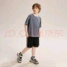 ASK JUNIOR男童運動(dòng)套裝夏季兒童薄款快干T恤+短褲中大童網(wǎng)球服兩件套 130 曬單實(shí)拍圖