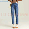 真維斯（Jeanswest）牛仔褲女2025春季顯高顯瘦修身寬松高腰直筒潮ins煙管褲藍色29 曬單實(shí)拍圖