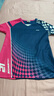李寧（LI-NING）羽毛球服短袖套裝春夏涼爽排球乒乓球賽比賽運動(dòng)服時(shí)尚專(zhuān)業(yè)透氣 女子/藍色上衣/黑色短褲 套裝 L 曬單實(shí)拍圖