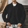 京西藍(lán)靛2024春秋新款翻領(lǐng)毛衣男開(kāi)衫男裝外套男士秋季寬松大碼針織粗線衣 黑色 L 體重130-145斤 曬單實(shí)拍圖