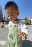 G.DUCKKIDS兒童背帶褲2023春季新品寶寶百搭女童牛仔長褲春中小童連衣褲韓版 單褲刺繡小熊綠色 100 cm適合身高90-100cm年齡3-3.5 曬單實拍圖
