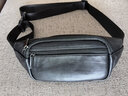 袋鼠真皮羊皮小號腰包男手機包迷你單肩斜挎包女背包戶(hù)外運動(dòng)休閑胸包 黑色 曬單實(shí)拍圖