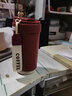 慕馨（moosen）保溫杯咖啡杯陶瓷內膽男女隨行杯智能顯溫學(xué)生便攜水杯子免費刻字 復古紅【溫顯款-陶瓷內膽】 曬單實(shí)拍圖