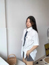 安初夏短袖襯衫男女生休閑套裝小眾DK制服情侶裝寬松襯衣男裝學(xué)院風(fēng)班服 白色兩件套+領(lǐng)帶 XL 【120-140斤】 曬單實(shí)拍圖