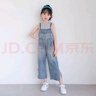 微曼小鹿 童裝女童套裝夏 兒童套裝女牛仔背帶褲套裝 女童中大童夏裝 105 背帶褲套裝【背帶褲+無(wú)袖T恤】 140碼適合身高130cm左右 曬單實(shí)拍圖