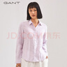GANT甘特春夏女士襯衣簡約氣質(zhì)復(fù)古條紋透氣亞麻休閑長袖襯衫 519淺紫 34 曬單實拍圖