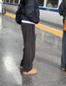 孕尚孕婦褲秋冬外穿寬松休閑直筒褲全孕期托腹運動(dòng)褲加絨加厚衛褲春季 深灰【春秋款】 L【建議110～130斤】 曬單實(shí)拍圖