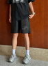 CLOR休閑短褲男士運動(dòng)鹿皮絨直筒褲夏季潮流寬松五分褲子KXP02黑色L 曬單實(shí)拍圖