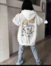 燦圖白灰色小狗印花加絨衛衣女裝秋冬季寬松連帽外套韓版潮牌休閑上衣 白灰色【常規款】 L 【建議100-120斤】 曬單實(shí)拍圖